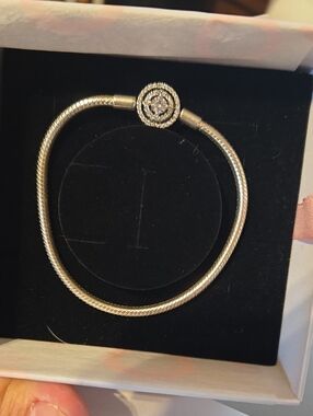 Pandora Silver Halo Clasp Snake Chain Bracelet